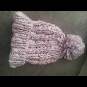 Lavender Pom Pom knit hat